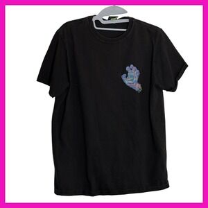 Santa Cruz Skateboards Black Floral Screaming Hand Organic Cotton T-Shirt Mens M